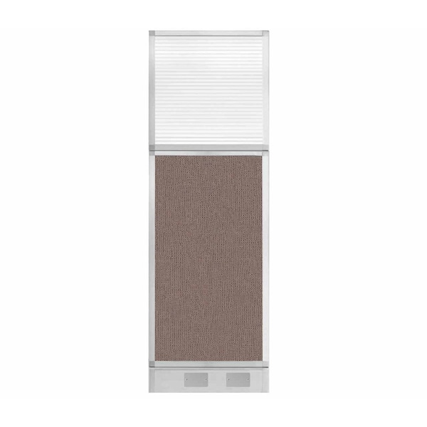 Versare Hush Panel Configurable Cubicle Partition 2' x 6' Latte Fabric Clear Fluted Window w/ Cable Channel 1856213-1 - main